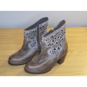 Corral Ankle Booties Women's US Size 8 M Brown Leather Western Block Heel EUC